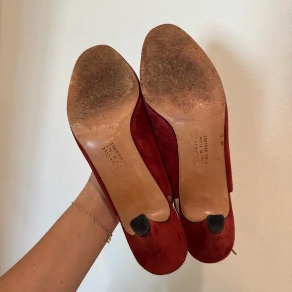 Salvatore Ferragamo Red Suede Women's Heels - Picture 6 of 10